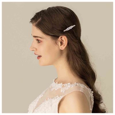 Andelaisi Vintage Crystal Wedding Hair Clip Gold Crystal Cz Hair Barrettes Shiny Rhinestone Barrette Head Clips Sparkly Cz Hairclip Decorative Headwear Bride Hair Accessories for Women Headdress