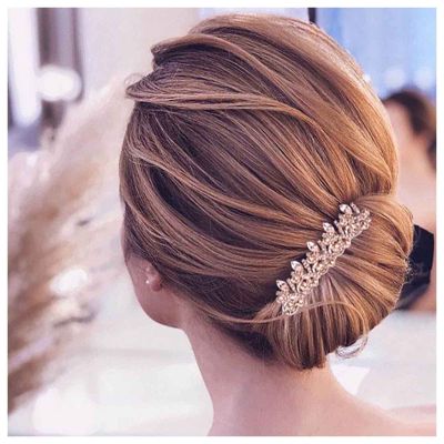 Andelaisi Boho Crystal Hair Comb Gold Rhinestone Wedding Hair Comb Barrettes Vintage Crystal Cz Hair Comb Headpiece Sparkly Cz Wedding Headpieces Comb Decorative Headwear Bridal Hair Accessories