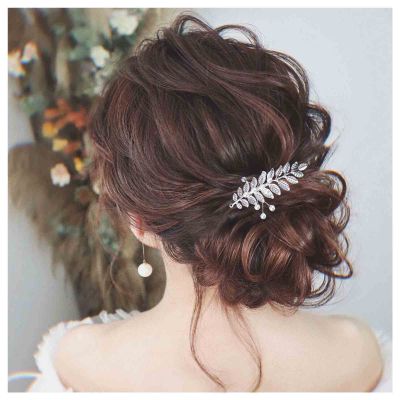 Andelaisi Boho Pearl Leaf Hair Comb Silver Leaf Bridal Hair Comb Barrettes Vintage Olive Branch Hair Comb Headpiece Crystal Pearl Comb Headpiece Decorative Headwear Pearl Wedding Hair Accessories