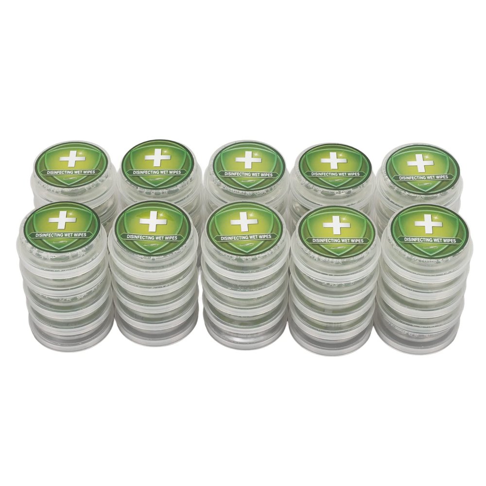 50pcs Press Wet Wipes, Individual Wrapped Disposable Dry Wet Depart Pushing Towelette Press Type Hand Cleaning Wipes for Travel