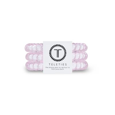 TELETIES - Spiral Hair Coils - Ponytail Holder Hair Ties for Women - Phone Cord Hair Ties - Strong Grip, No Rip, Water Resistant, No Crease Hair Tie Coils - 3 pack (Small, Rose Water Pink)