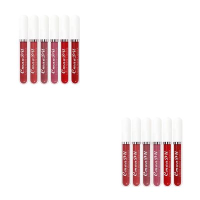 Magik 6-12 Pack Set Lipstick Matte Finish Liquid Lip Gloss Long Lasting Waterproof (#1, 12 Pcs2 Ea)