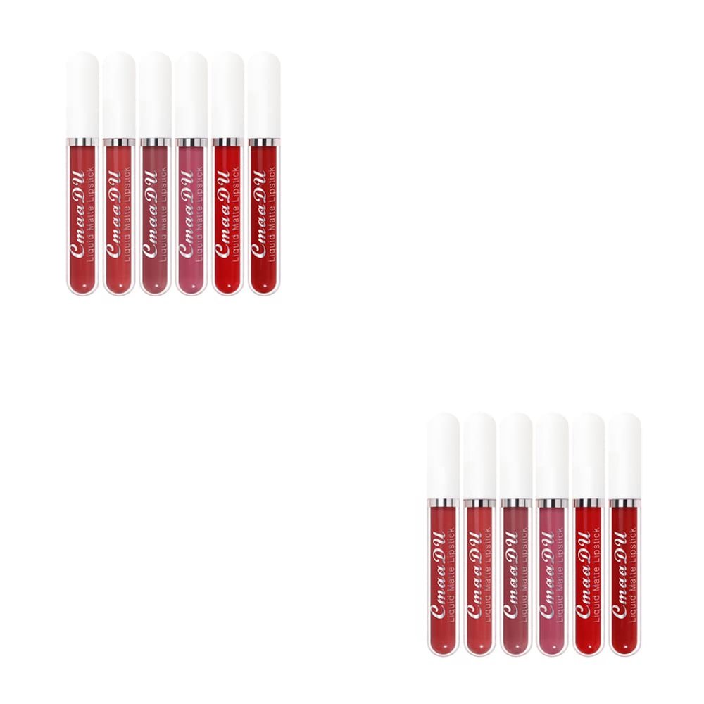 Magik 6-12 Pack Set Lipstick Matte Finish Liquid Lip Gloss Long Lasting Waterproof (#1, 12 Pcs2 Ea)