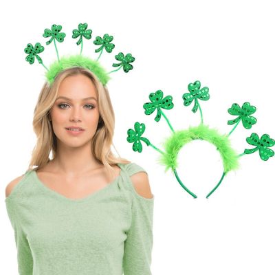 Aularso St Patricks Day Irish Shamrock Headband Hair Hoop Boppers Decoration Hair Accessories for Women and Children (G)