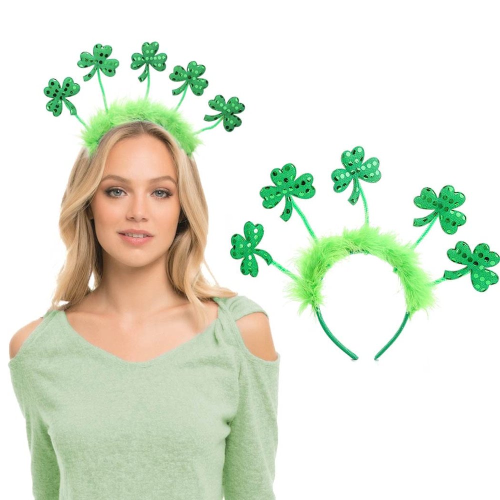 Aularso St Patricks Day Irish Shamrock Headband Hair Hoop Boppers Decoration Hair Accessories for Women and Children (G)