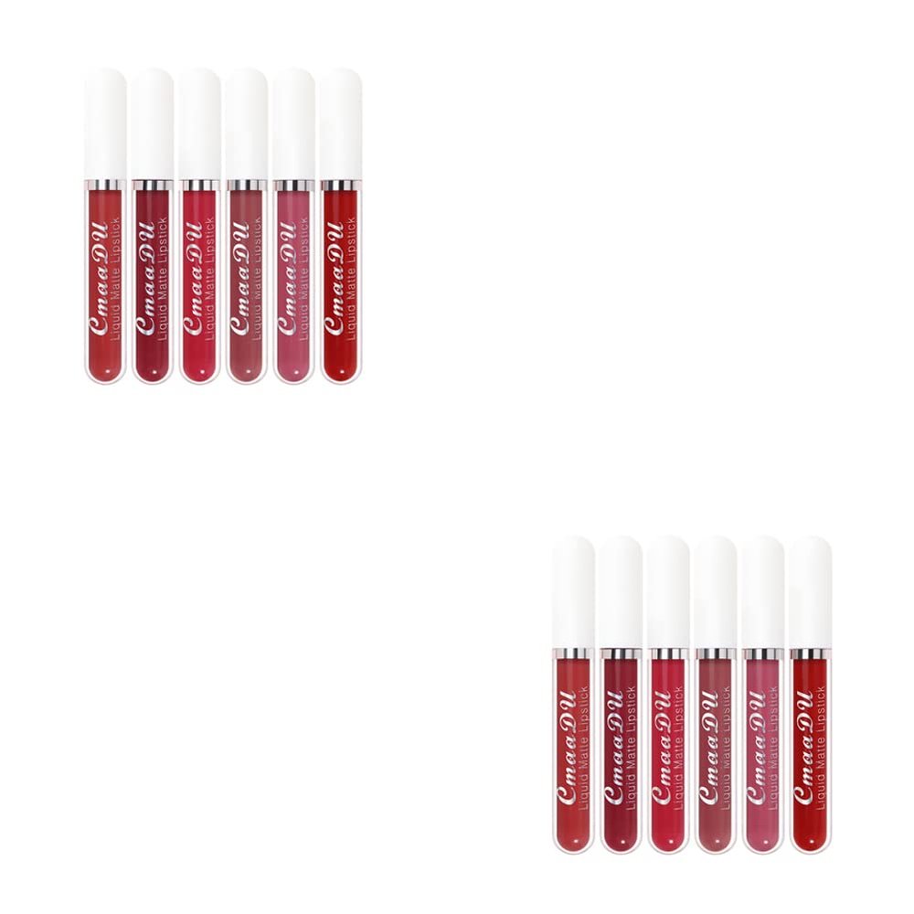 Magik 6-12 Pack Set Lipstick Matte Finish Liquid Lip Gloss Long Lasting Waterproof (#2, 12 Pcs2 Ea)