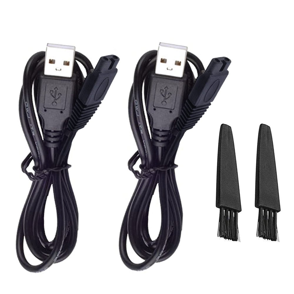 2PCS Shaver Charger for Solo Men's Rechargeable Full Body Hair Trimmer Replacement Electric Shaver Charging Cable 5V USB Charger with Cleaning Brush (2 Packs)