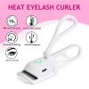 Heated Eyelash Curler, White Electric Eyelash Curlers, USB Rechargeable Eye Lash Curler with Comb, 2 Heating Modes Quick Natural Curling Eye Lashes for Long Lasting view 3
