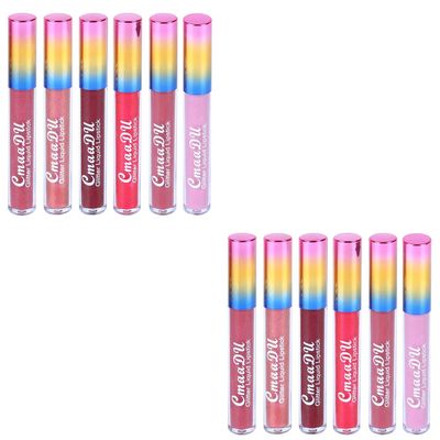 Magik 6-12 Pc Set 6 Color Glitter Liquid Lipstick Waterproof Long Lasting Lip Gloss (12 Pcs2 Ea)