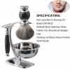 Deluxe Men's Manual Shaving Sets,Wet Shaving Grooming Set, 4 in 1 Badger Brush and Soap Bowl Set - Shaving Brush Stand + Shaving Bowl + Badger Hair Brush + Safety Razor view 2
