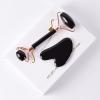Rose Gold Face Roller Gua Sha Tool Massage Set Natural Obsidian Stone,1 Set with Gift Box view 1