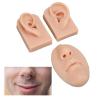 3D Educational Simulation Display Props Kit Include 1 X Nose and Mouth Model and 1 X Pair of Ear Model for Piercing Suture Practice (Silicone Material) (Medium Skin Color) view 4