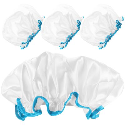 FOMIYES 4pcs Bathing Caps Elastic Shower Hats for Women Reusable Hair Covers for Shower Satin Lined Comfortable Fit for Home Beauty Salons