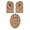 3D Educational Simulation Display Props Kit Include 1 X Nose and Mouth Model and 1 X Pair of Ear Model for Piercing Suture Practice (Silicone Material) (Dark Skin Color) view 1