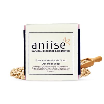 Aniise Premium Hand Made Oatmeal & Honey Soap for Face and Body, With Coconut Oil, Organic Shea Butter Ideal for All Skin Types, Vegan, Paraben-Free, Acid-Free, Alcohol-Free - Pack of 1
