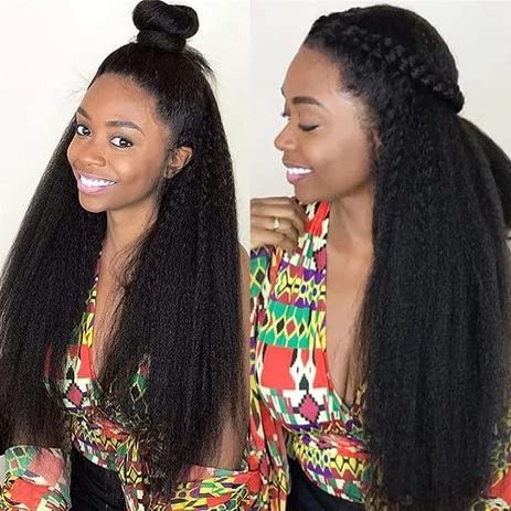 26 Inches Kinky Straight Yaki Cuticle Aligned Virging Hair Human Hair Lace 13x6 Front Wig Raw Brazilian lace Wig