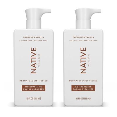 Native Moisturizing Face Wash, Spa Day Every Day Facial Cleanser (2 Pack) | Daily Face Cleaner for Radiant and Bright Skin, Coconut & Vanilla, 12 fl oz