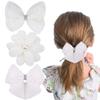 3 Pcs Pearl Hair Bows for Girls Rhinestone Bow Alligator Hair Clips Glitter Floral Bow Hairpins Holiday Hair Accessories for Women Xmas Party Gifts (White) view 1