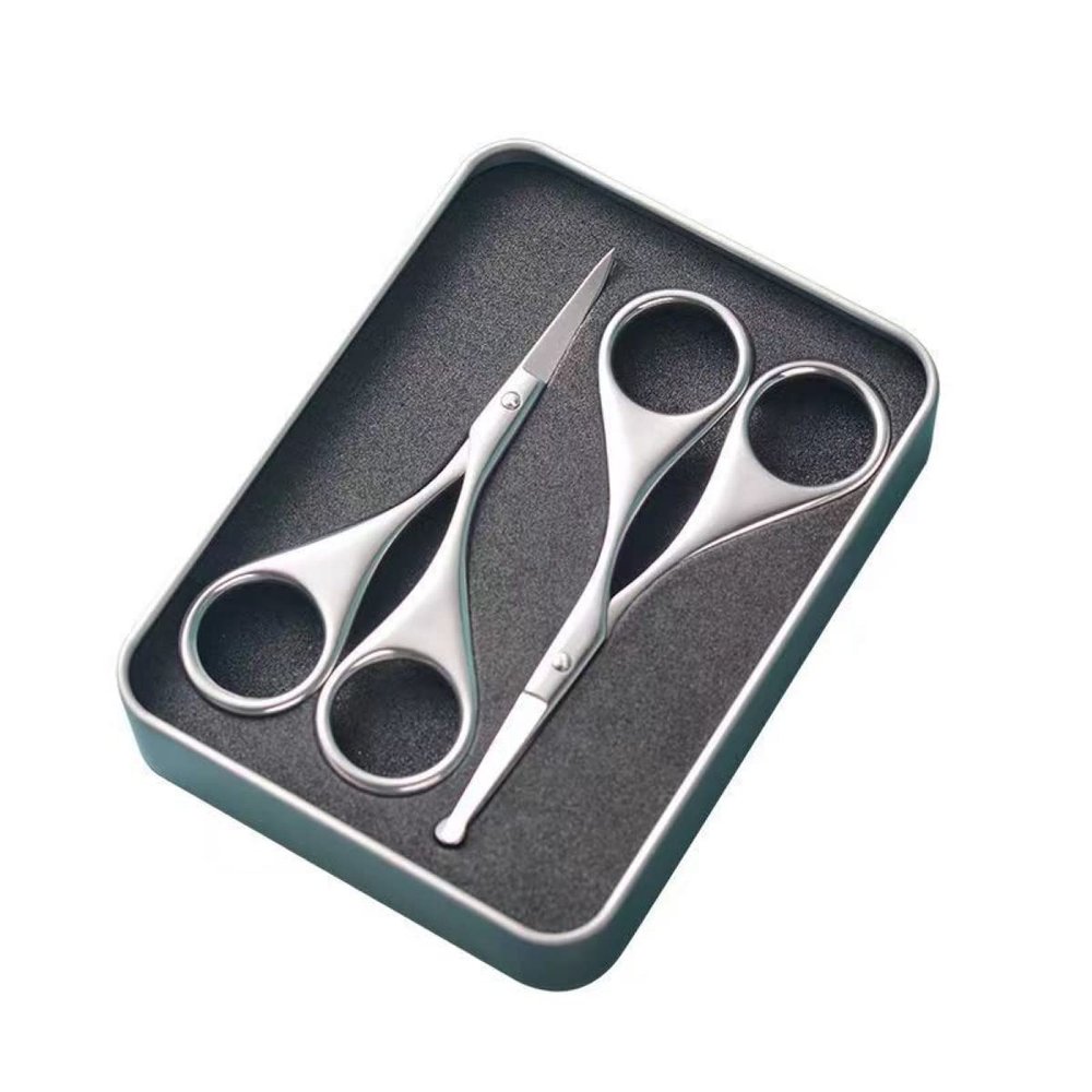 Colayer Nose Hair Scissors and Eyebrow Scissors Combo Set: Suitable for trimming nose hair, trimming eyebrows, trimming eyelashes, trimming beard (unisex).