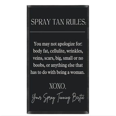Spray Tan Rules Poster, Spray Tan Studio Decor, Sunless Tanning Salon, Self-Love Wall Art, Promote Self-Acceptance In Beauty Salon, Matte Poster, Sunless Tanning Poster, Spray Tan Wall Decor, Salon Decor (Brown Background, Pink Font, 11 x 14)