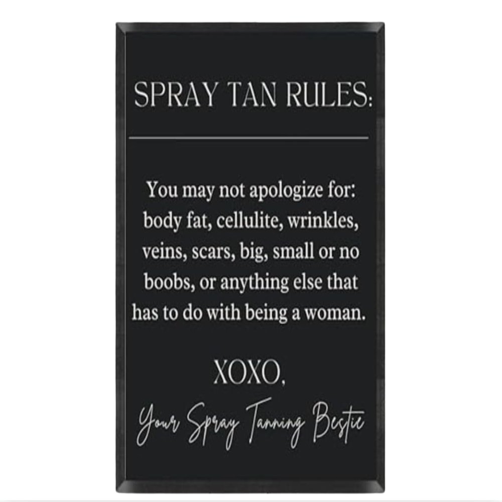 Spray Tan Rules Poster, Spray Tan Studio Decor, Sunless Tanning Salon, Self-Love Wall Art, Promote Self-Acceptance In Beauty Salon, Matte Poster, Sunless Tanning Poster, Spray Tan Wall Decor, Salon Decor (Brown Background, Pink Font, 11 x 14)