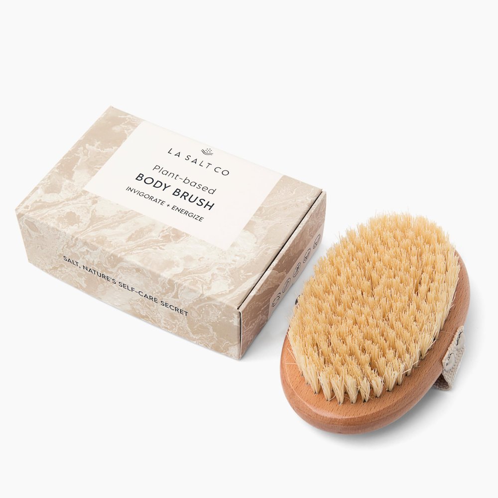 LA SALT CO Dry Brushing Body Brush, Exfoliating Body Scrubber for Dry Skin, Plant-Based with Sisal Bristles