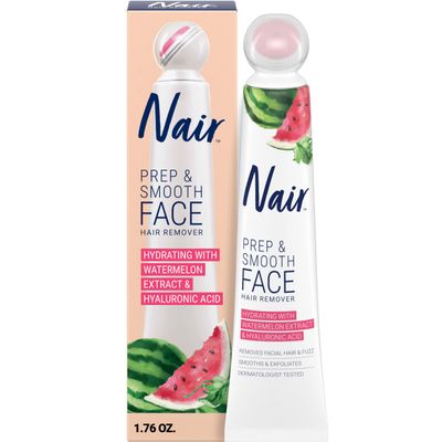 NAIR Prep & Smooth Face Exfoliating Hair Removal Cream for Women, 1.76 Oz