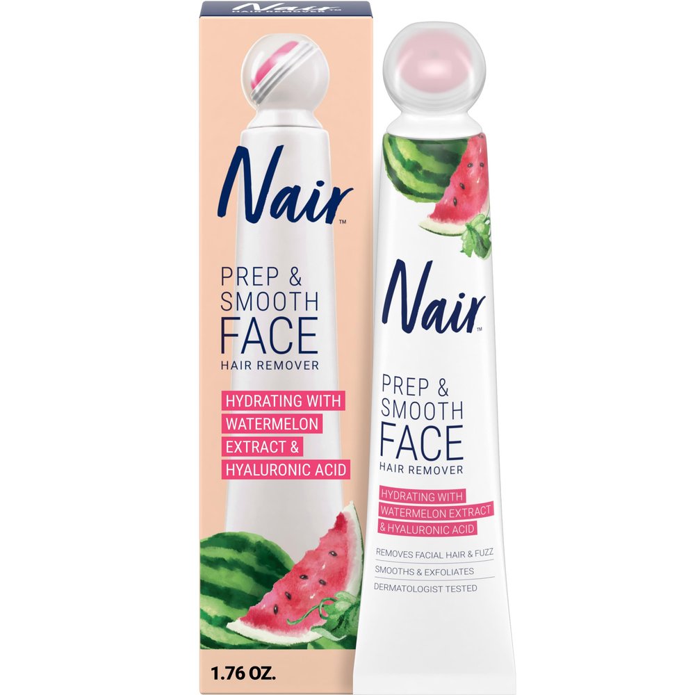 NAIR Prep & Smooth Face Exfoliating Hair Removal Cream for Women, 1.76 Oz
