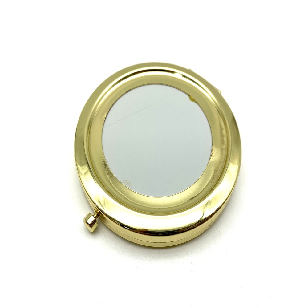3dancraftit Round Personalized DIY Blank Portable Pocket Compact Photo Mirror Frame Double Sided Travel Makeup 2 3/4" / 7cm Golden AC92