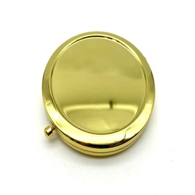 3dancraftit Round Personalized DIY Blank Portable Pocket Compact Photo Mirror Frame Double Sided Travel Makeup 2 3/4" / 7cm Golden AT75