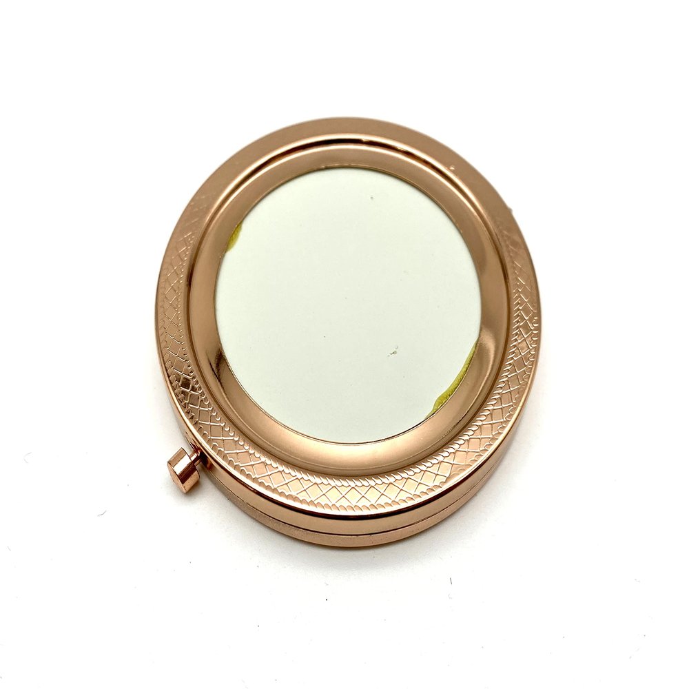 3dancraftit Round Personalized DIY Blank Portable Pocket Compact Photo Mirror Frame Double Sided Travel Makeup 2 3/4" / 7cm Rose Gold T27