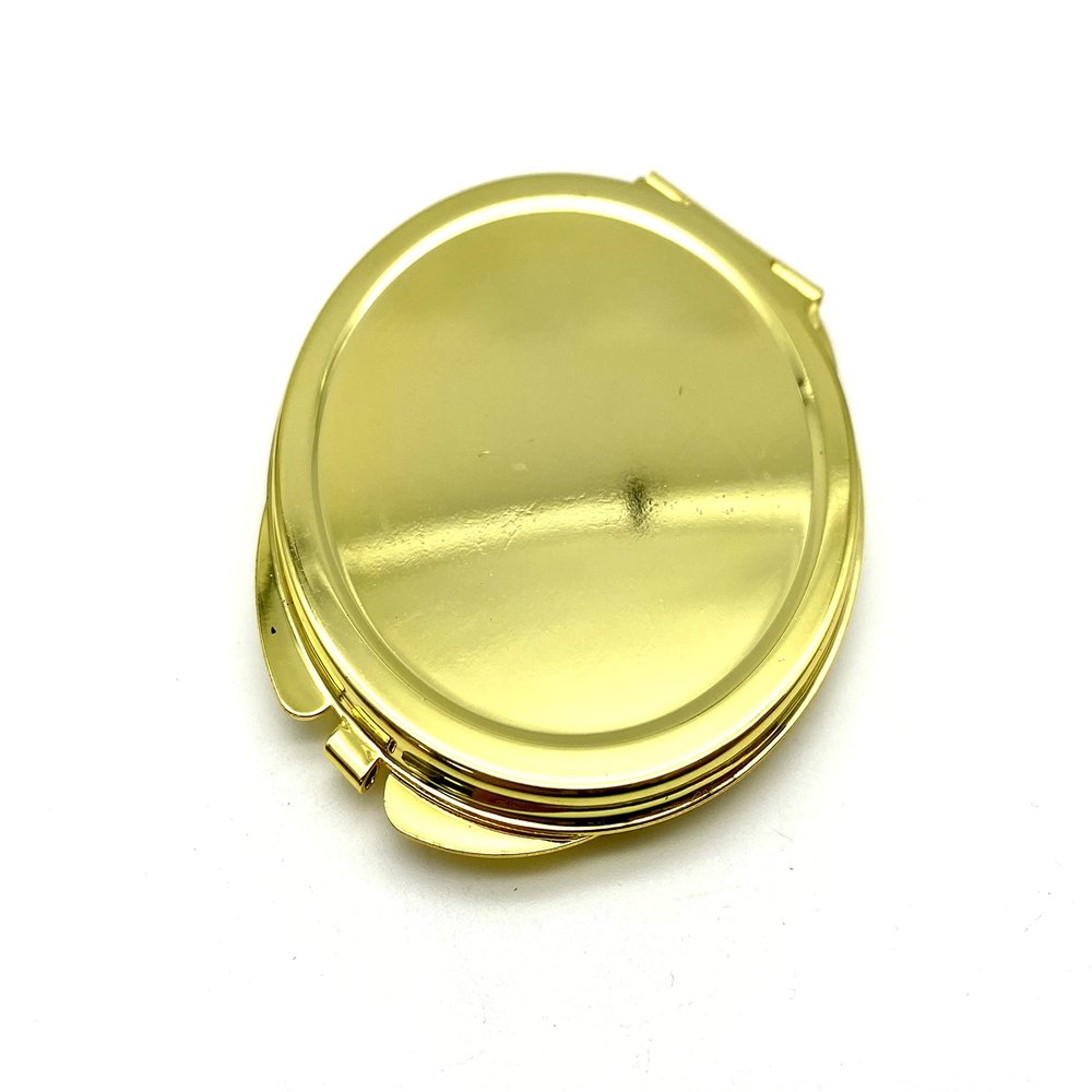 3dancraftit Round Personalized DIY Blank Portable Pocket Compact Photo Mirror Frame Double Sided Travel Makeup Mirror Golden 2 1/2" / 6.2cm E17