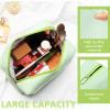 Sanwuta 3 Pcs Seersucker Cosmetic Bag Seersucker Makeup Bag Women Stripe Large Travel Toiletry Organizer Preppy Storage Pouch for Embroidery Christmas Bridesmaid Gifts(Pink, Blue, Green) view 3
