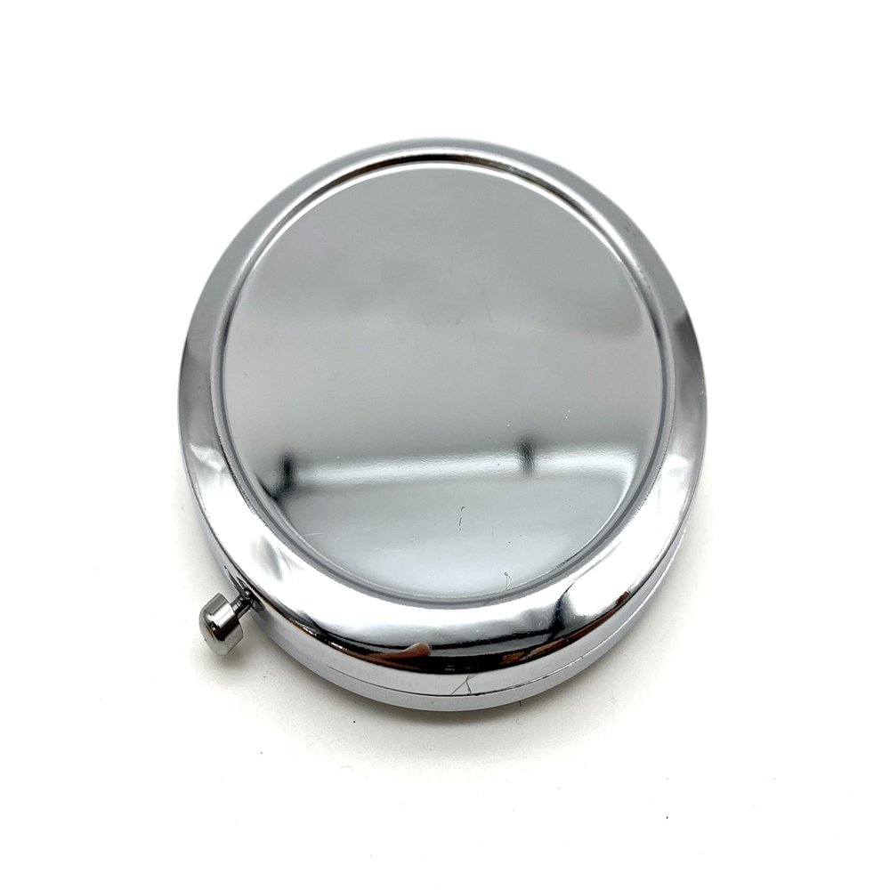 3dancraftit Round Personalized DIY Blank Portable Pocket Compact Photo Mirror Frame Double Sided Travel Makeup 2 3/4" / 7cm Nickel AC128