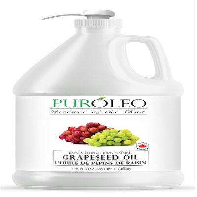 PUROLEO Grapeseed Oil 128 Fl Oz/3784 ML (Packed In Canada) 100% Pure Moisturizer Carrier Oil massage oil baby oil hair oil body oil baby oil hair care Oil for hair