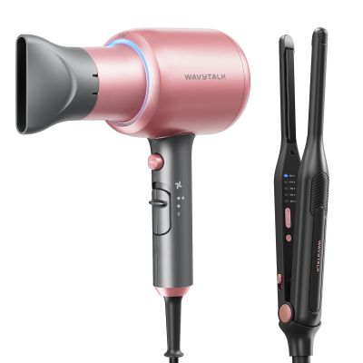 Wavytalk 3/10" Pencil Flat Iron Rose Gold and Blown Away onic Hair Dryer Rose Gold
