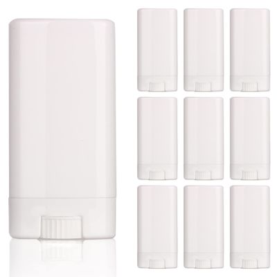 10 PCS plastic empty 15g / 0.5 oz travel size white oval shaped lip balm tube deodorant containers 15ml lipstick tube Twist up hair wax container