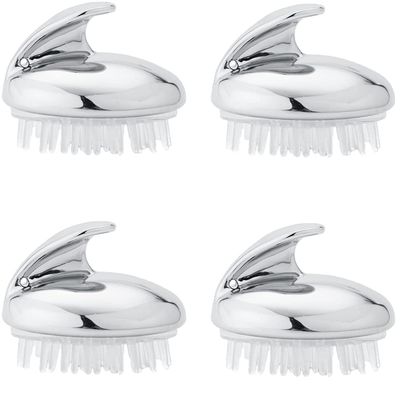 Magik 2-4 Pcs Silicone Scalp Massager Shampoo Brush Head Comb Bristle Hair Scrubber (4 Pack, 2 Silver)