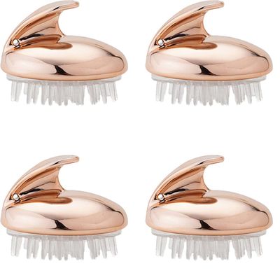 Magik 2-4 Pcs Silicone Scalp Massager Shampoo Brush Head Comb Bristle Hair Scrubber (4 Pack, 2 Rose Gold)