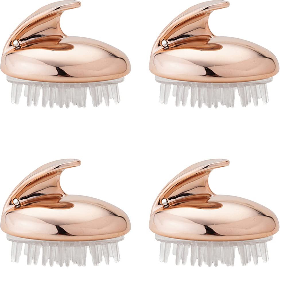 Magik 2-4 Pcs Silicone Scalp Massager Shampoo Brush Head Comb Bristle Hair Scrubber (4 Pack, 2 Rose Gold)