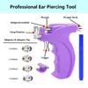 Professional Ear Piercing Gun Kit with 20 Pairs 316L Surgical Stainless Steel Gun Stud Earrings for Body Nose Lip Salon Home Use (Purple) view 2