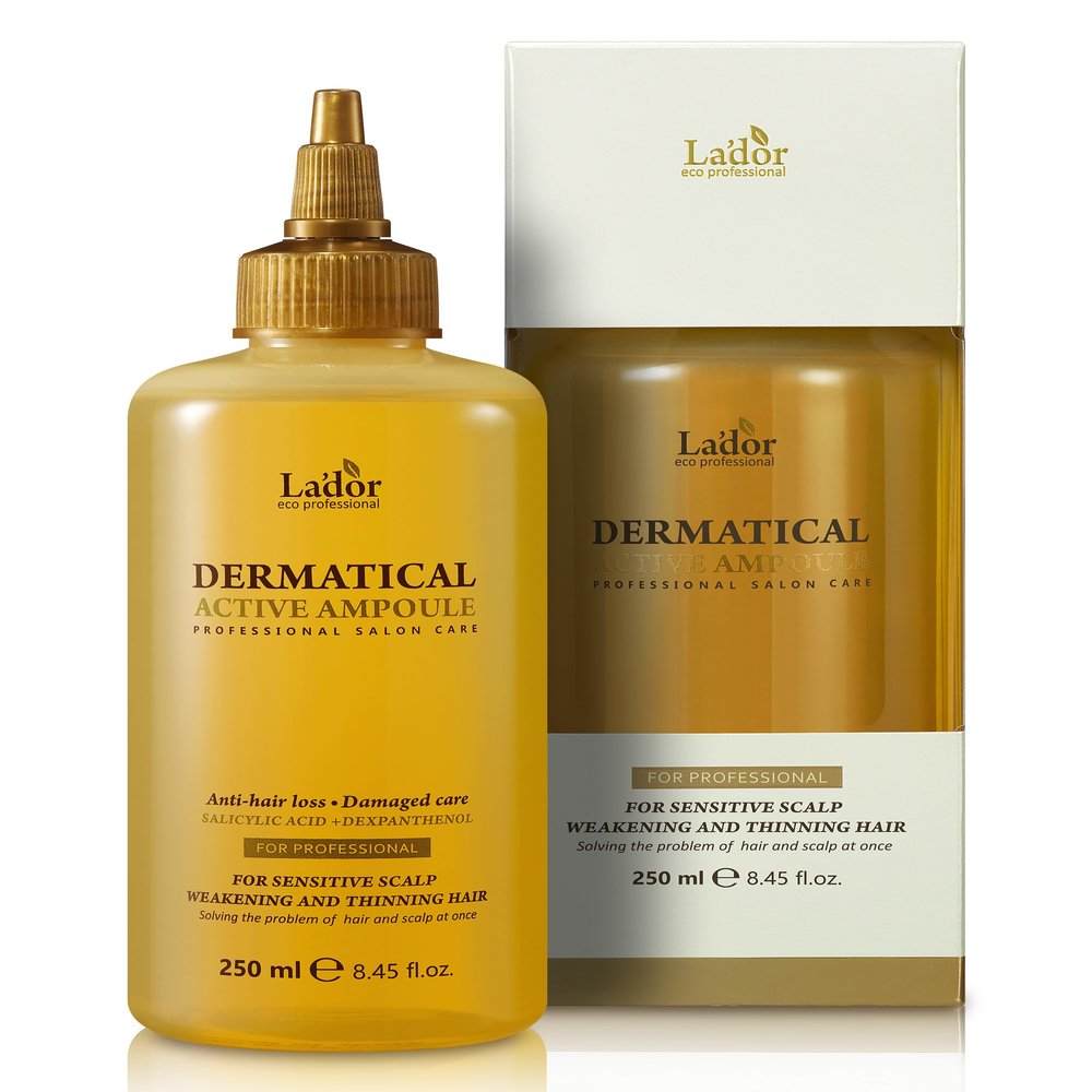 LADOR Hair Loss Thickening Regrowth for Thinning Hair Itchy Dandruff Scalp Treatment - Dermatical Active Ampoule Hair Serum with Peptides Protein Korean Haircare Damaged Irritated Scalp 8.45 Fl Oz