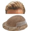 Mens Toupee French Lace Front Toupee for Men Human Remy Hair Replacement System Bleached Knots Mens Hair Systems 8X10", #2020 20# LIGHT ASH BLONDE WITH 20% SYNTHETIC GRYE) view 1