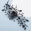 Teyglen Women Black Crystal Rhinestone Hair Accessory - Luxurious Bridal Side Comb Headband for Bride and Girls view 1