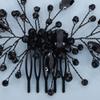 Teyglen Women Black Crystal Rhinestone Hair Accessory - Luxurious Bridal Side Comb Headband for Bride and Girls view 4