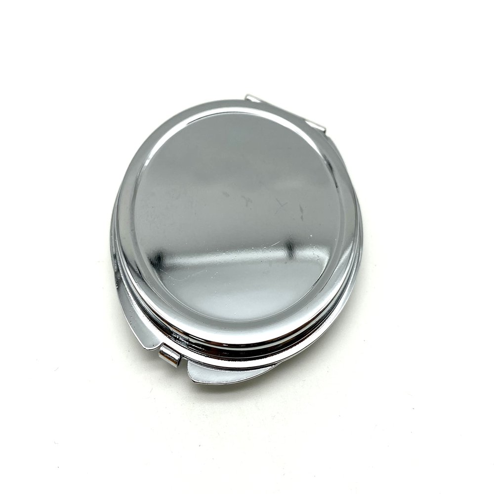 3dancraftit Round Personalized DIY Blank Portable Pocket Compact Photo Mirror Frame Double Sided Travel Makeup Mirror Nickel 2 1/2" / 6.2cm E15