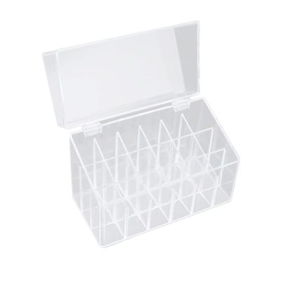 FOMIYES Makeup Organizer with 18 Slots Lipstick Storage Box Flip Lid Display Stand Acrylic Cosmetic Holder