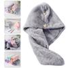 Cabilock 2pcs Thick Coral Fleece Hair Drying Wrap Towel Button Design Super Absorbent Hair Hat for Quick Drying Wet Travel Light Grey view 2