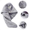 Cabilock 2pcs Thick Coral Fleece Hair Drying Wrap Towel Button Design Super Absorbent Hair Hat for Quick Drying Wet Travel Light Grey view 3