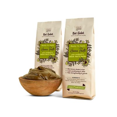 CTZ Nat Habit - Back To Natural Secrets Everyday Ready-to-Apply Henna Paste, 100% Natural, Soaked in BlackTea and Herbs, 220g (Pack of 2) - Dark Brown